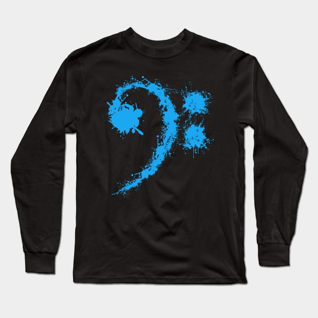 Bass Clef Blue - Cool Funny Music Lovers Gift Long Sleeve T-Shirt by DnB